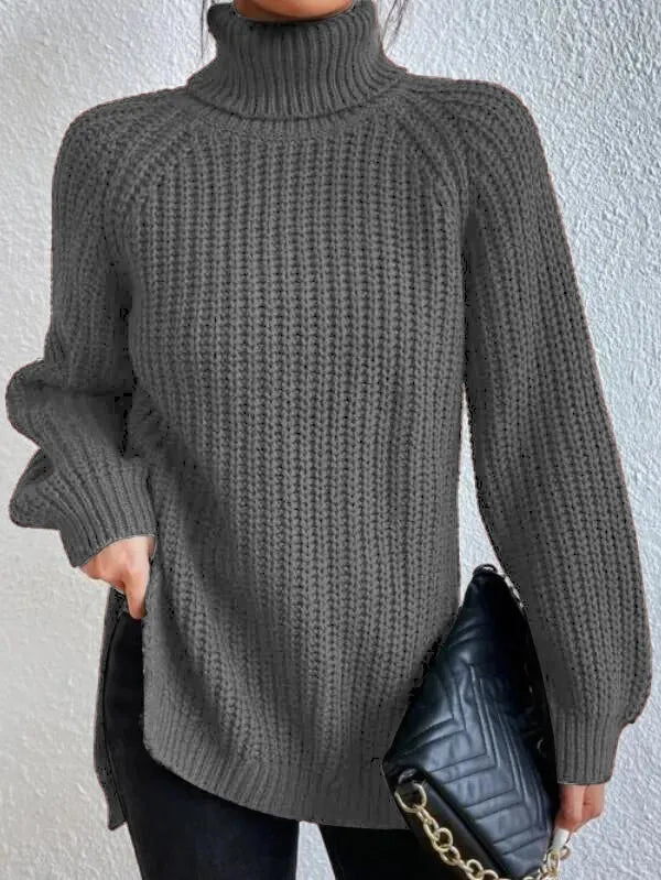 Heidi-rollkragenpullover Mit Raglanärmel Und Geteiltem Saum