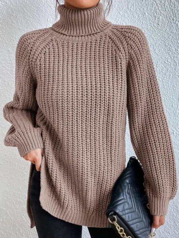 Heidi-rollkragenpullover Mit Raglanärmel Und Geteiltem Saum