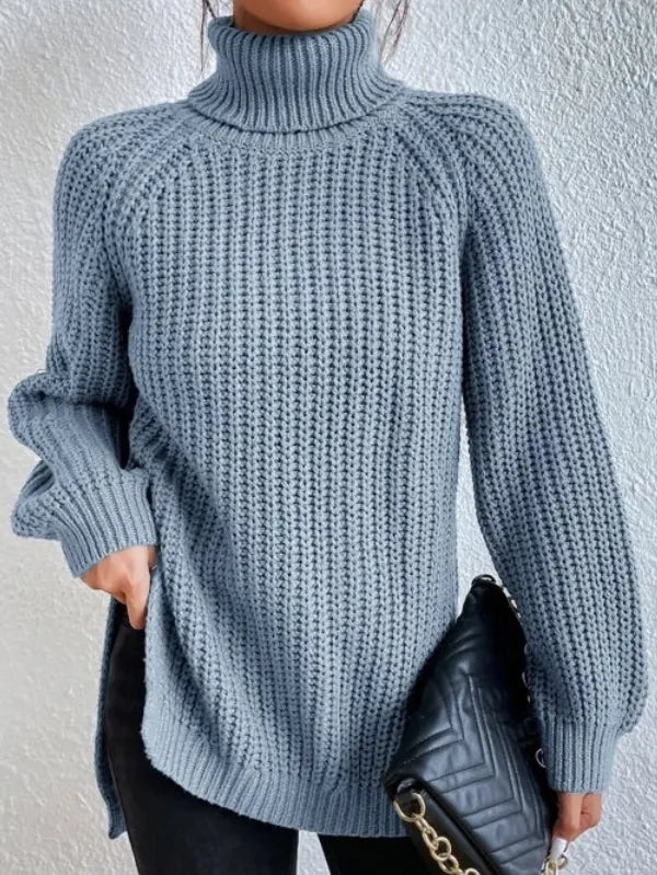 Heidi-rollkragenpullover Mit Raglanärmel Und Geteiltem Saum