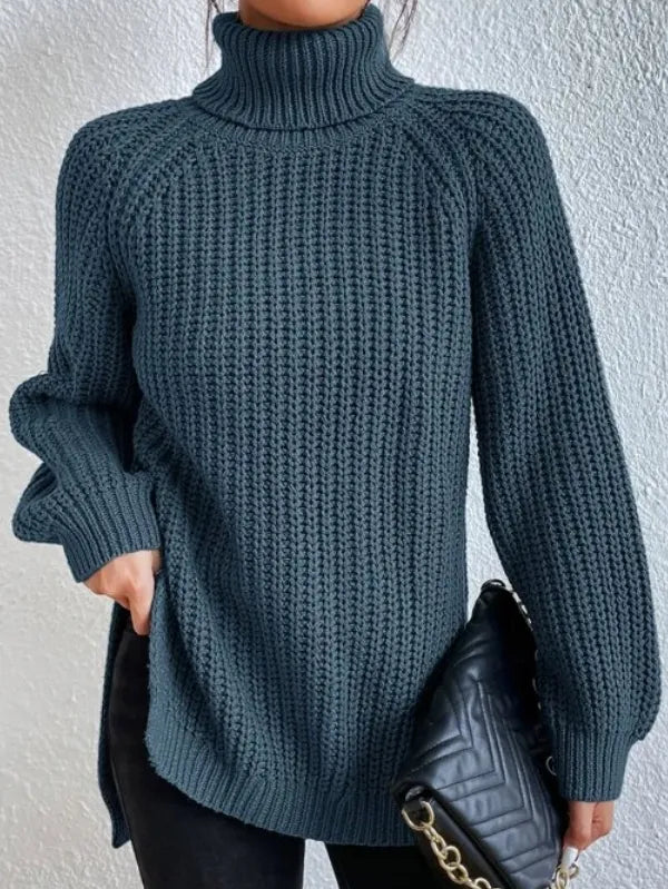 Heidi-rollkragenpullover Mit Raglanärmel Und Geteiltem Saum